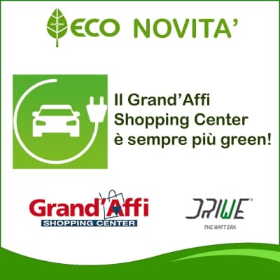 Sapevi? In zona Verona e Lago di Garda Il Centro Commerciale Grand’Affi Shopping Center si è arricchito di un nuovo servizio per essere ancora più green, grazie all’installazione di due nuove colonnine di ricarica di energia, 100%…